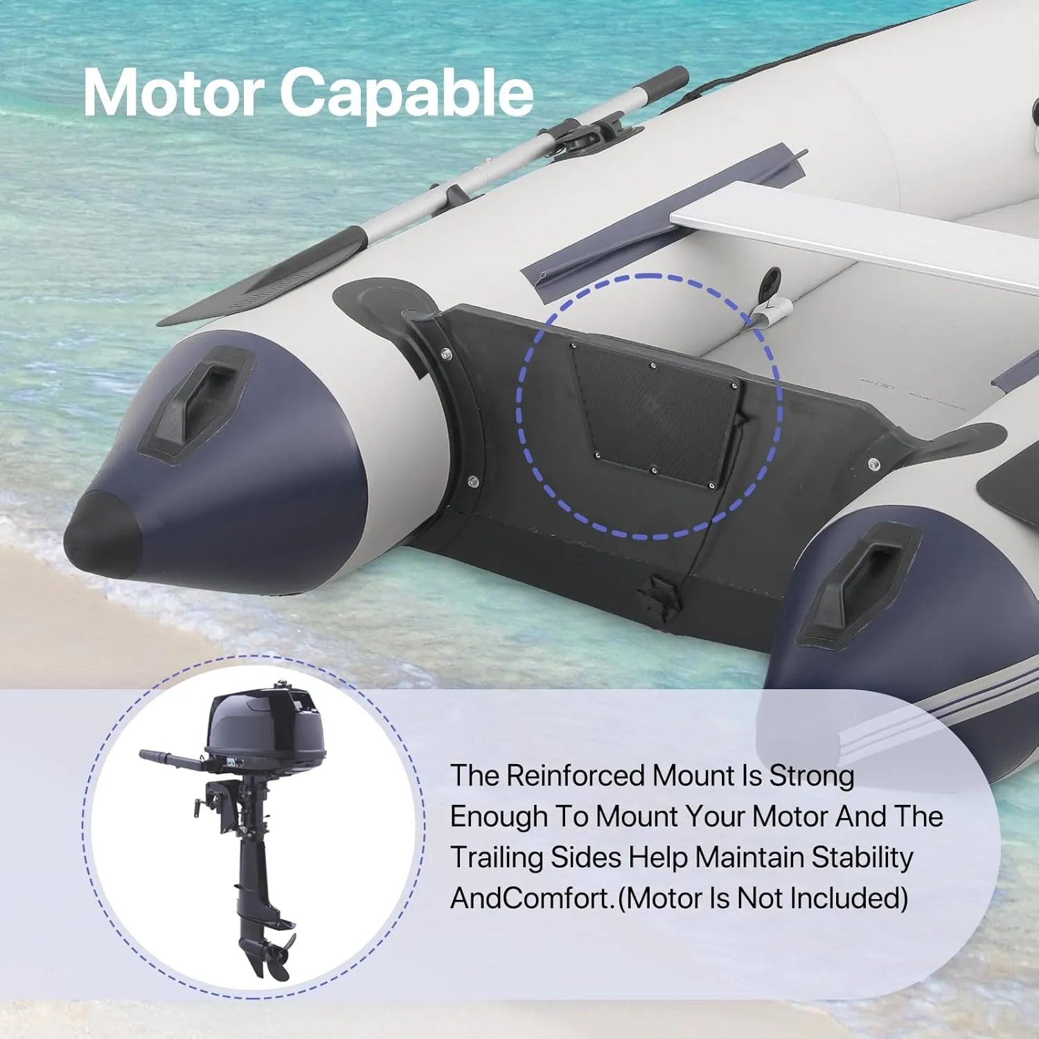 Inflatable Sports Kayak(Oars Included), 1-4 Person Air Fishing Raft Boat, Max Load 790Ibs, Quick Inflation and Deflation, Carry Bag Included