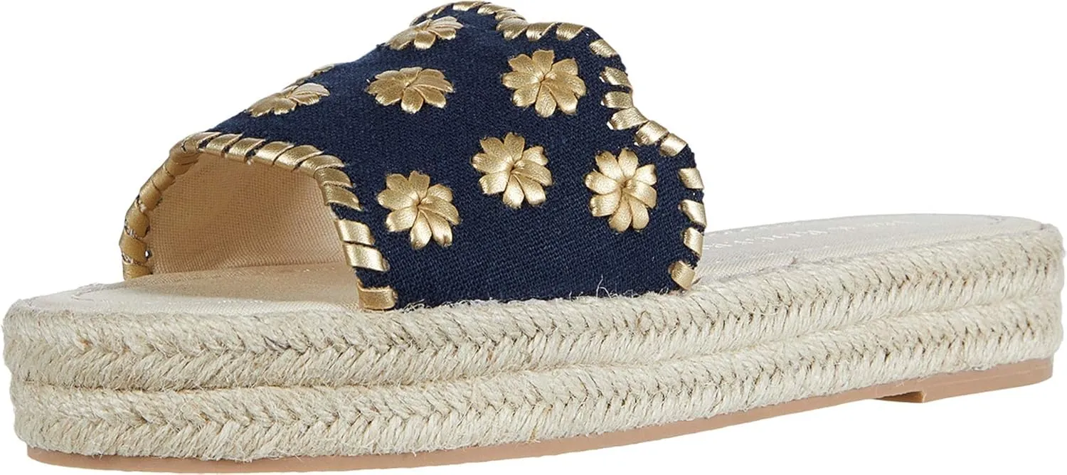 Jack Rogers Women's Palmer Slide Espadrille, Midnight/Gold, 8