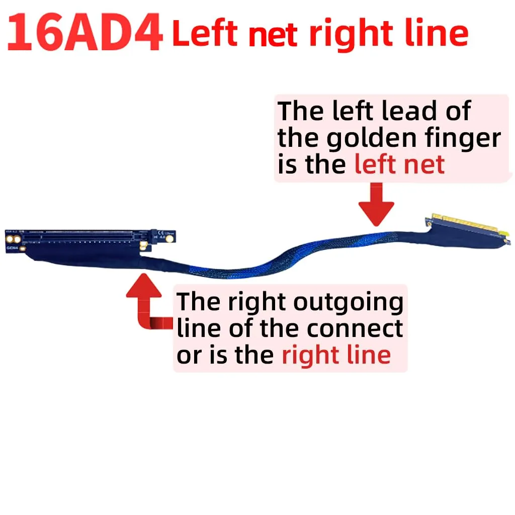 JMT PCIE 4.0 X16 Extension Cable 270 Degree 32GBS GEN4 Braided Mesh Harness Riser for AI Server Graphics Card Bendable GPU Adapter 16AD4 (50cm)