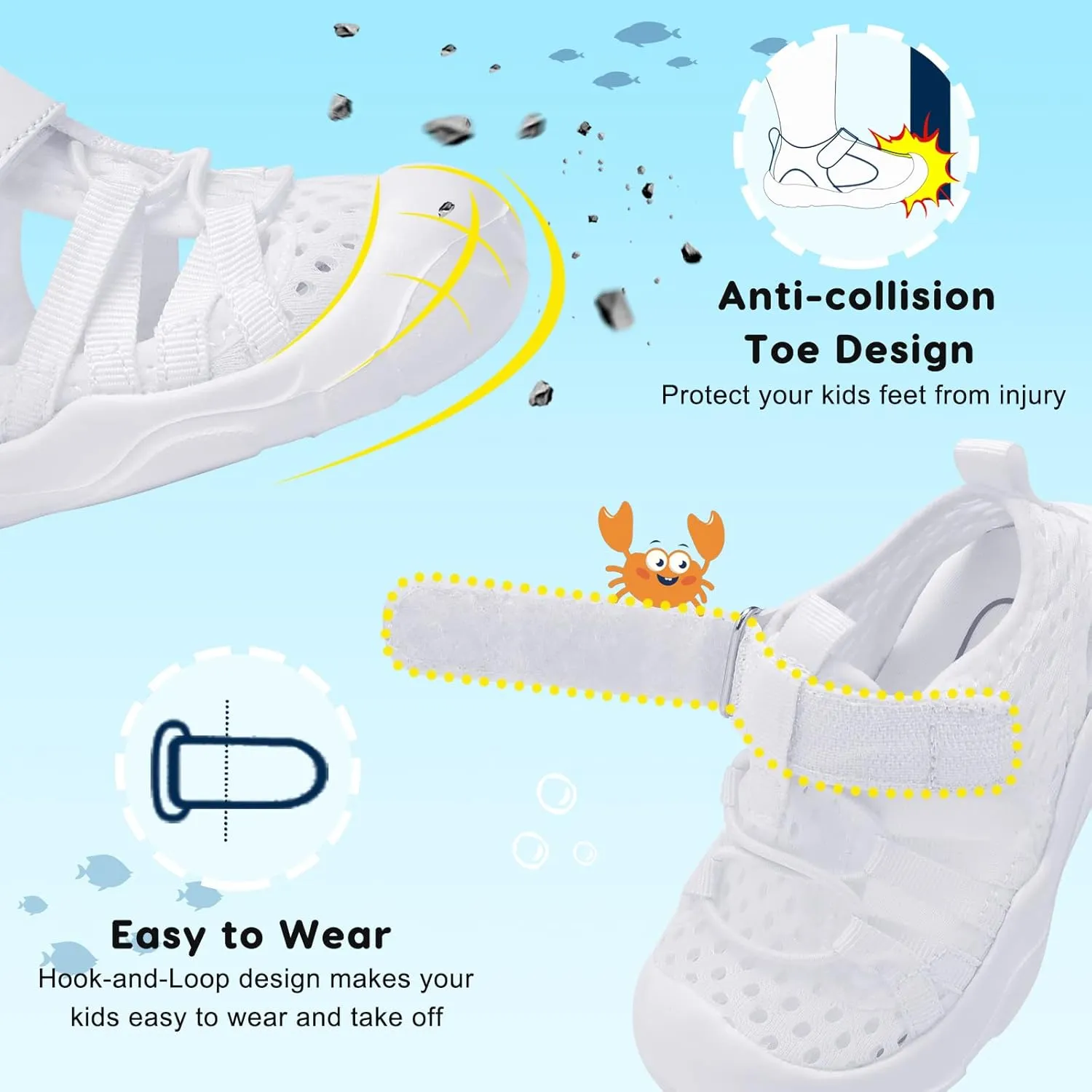 JOINFREE Toddler Boys Girls Water Shoes Breathable Qucik Dry Sport Beach Sandals Lightweight Barefoot Flexible