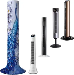 JOONOR Tower Fan Dust Cover Household Stand Fan Blue Peacock Pattern Cover Washable Tower Sleeve Dust-Proof Protective Cover for Vertical Fan Pedestal Fan Floor Stand Fan Decor for 36 Inch