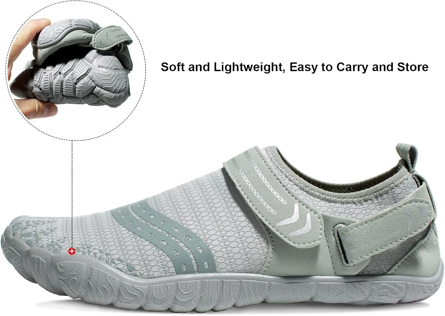 Josaywin Water Shoes for Men Quick Dry Wide Toe Aqua Shoes Adjustable Barefoot Sock for Swim Beach River Pool Surf