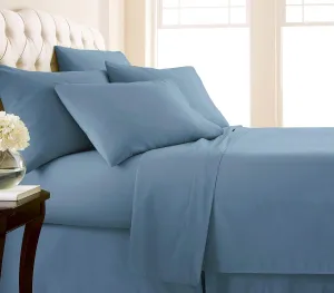 KBC linen 6 Piece Hotel Luxury Soft 100% Cotton Bed Sheets Set, 18" - 21" Deep Pocket Fitted Sheet, Wrinkle Free, 800 Thread Count Bedding Set Cal King Size Blue Heaven Solid