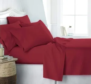 KBC linen 6 Piece Hotel Luxury Soft 100 Percent Cotton Bed Sheets Set, 12" - 14" Deep Pocket Fitted Sheet, Hypoallergenic, Wrinkle Free Bedding Set (King, Burgundy)