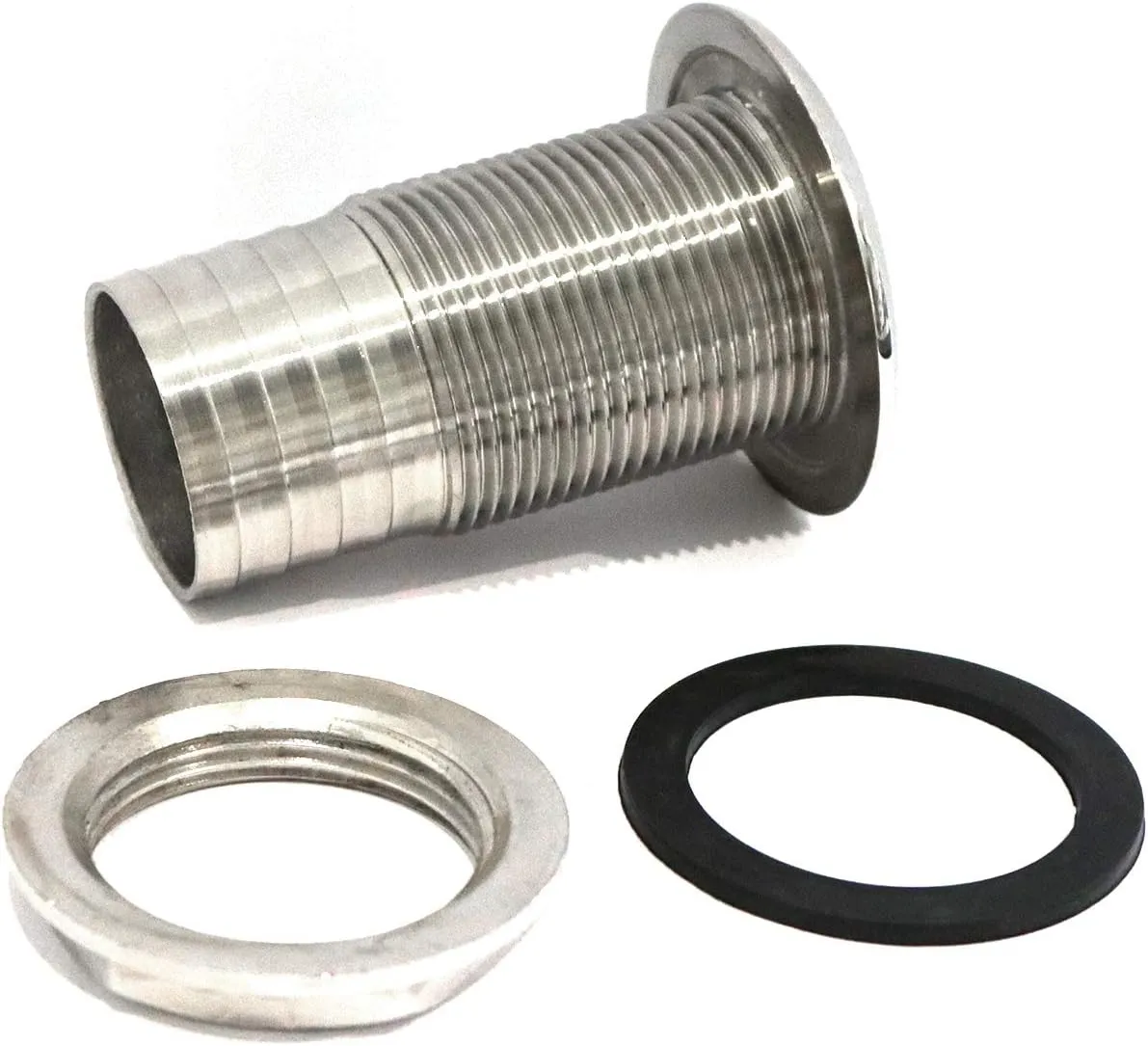 keehui 316 Stainless Steel Durable Combo Stainless Steel Thru-Hull Fitting w/Nut with Custom Gasket Boat Plumbing Fittings for Boats, Yachts, Marine