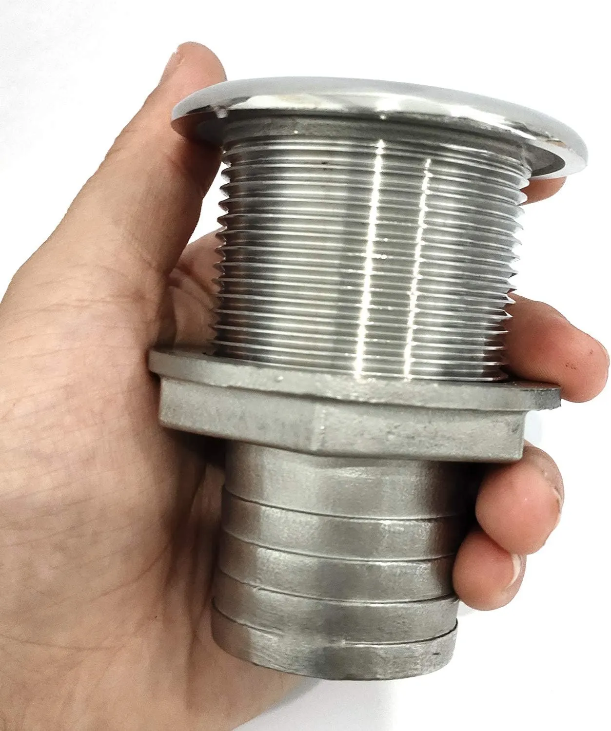 keehui 316 Stainless Steel Durable Combo Stainless Steel Thru-Hull Fitting w/Nut with Custom Gasket Boat Plumbing Fittings for Boats, Yachts, Marine