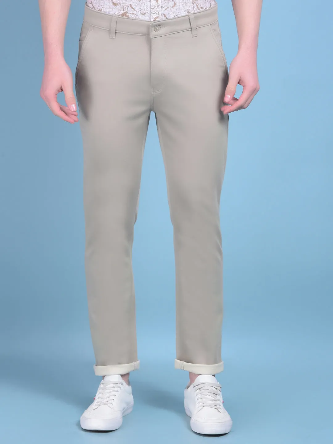 Khaki Stretchable Cotton Trousers