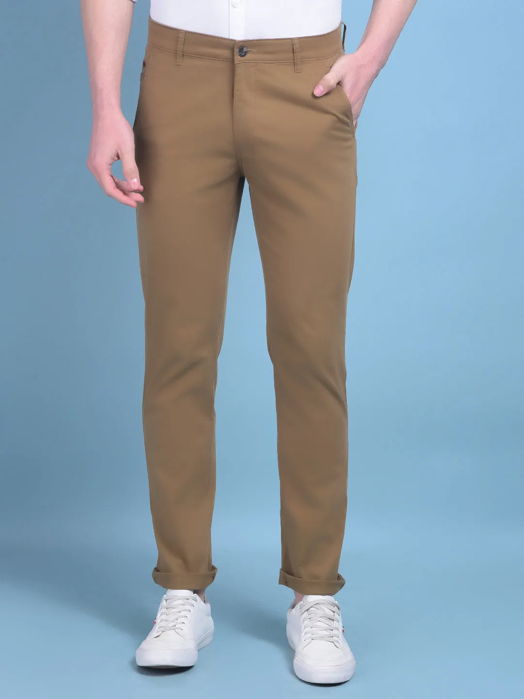 Khaki Stretchable Cotton Trousers