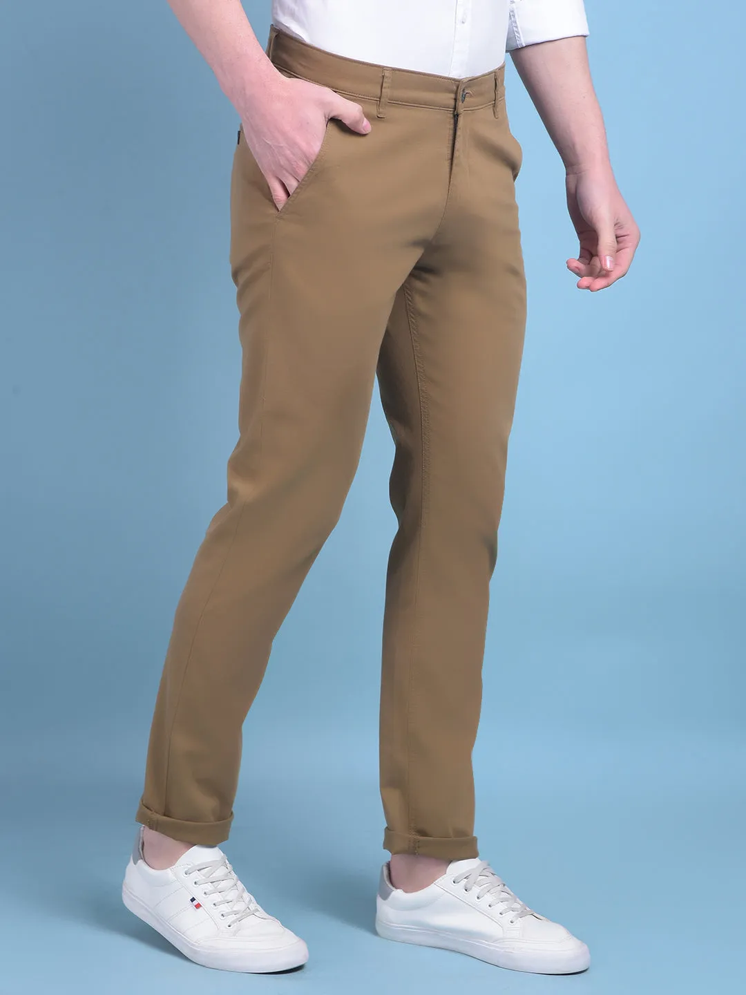 Khaki Stretchable Cotton Trousers