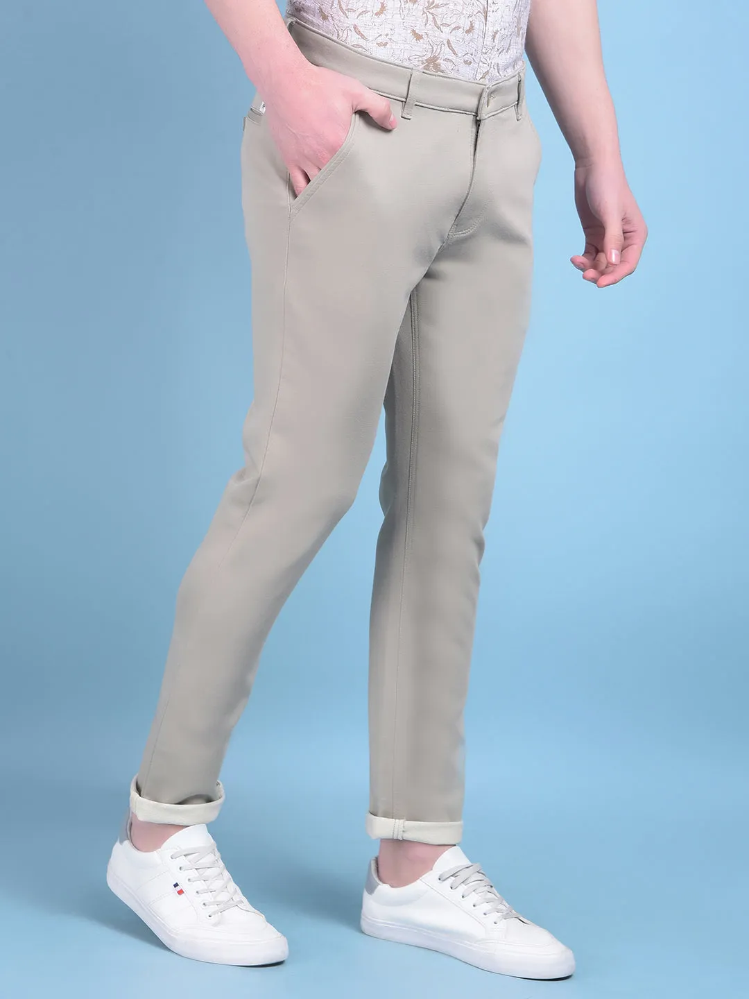 Khaki Stretchable Cotton Trousers