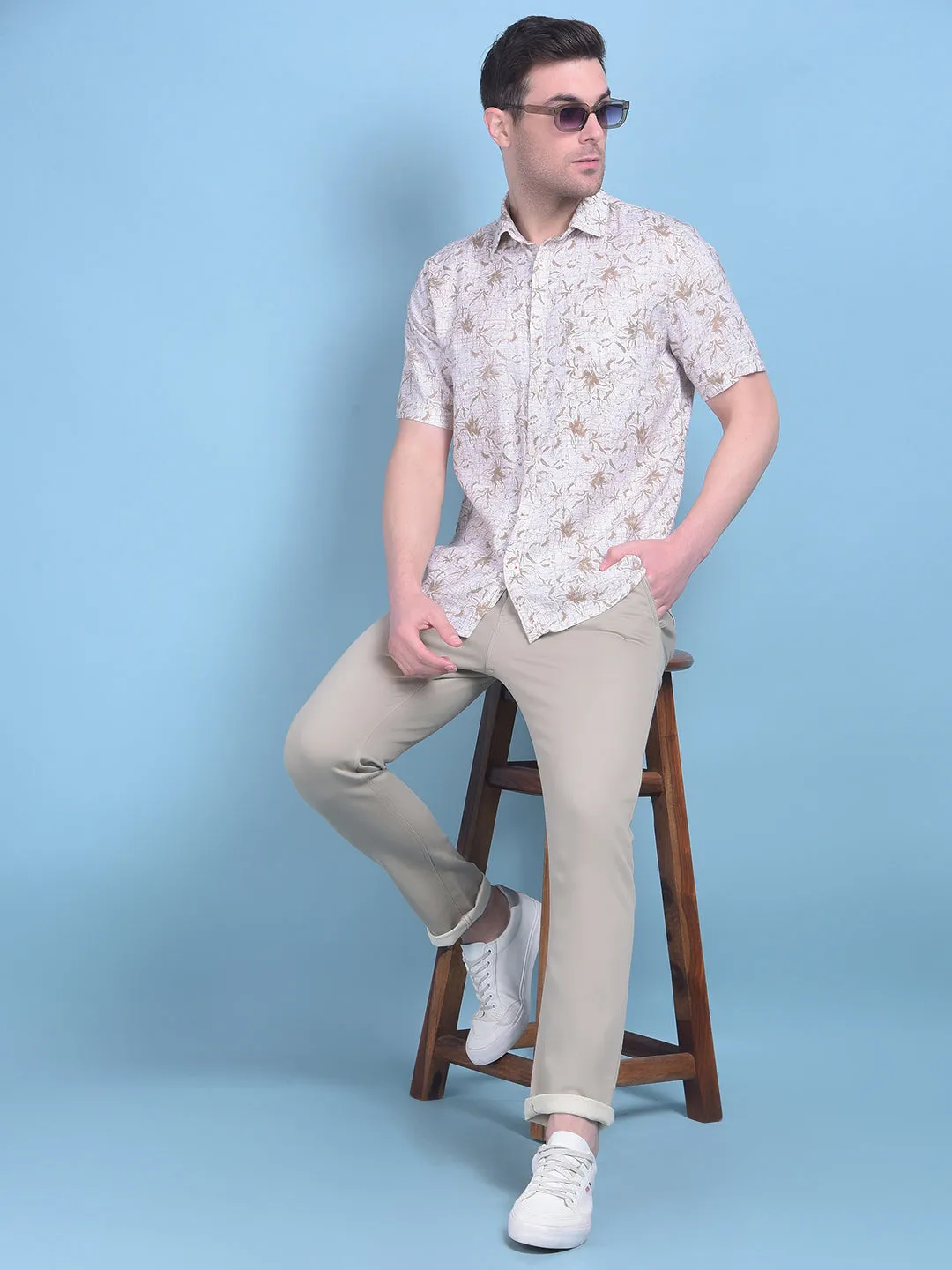 Khaki Stretchable Cotton Trousers