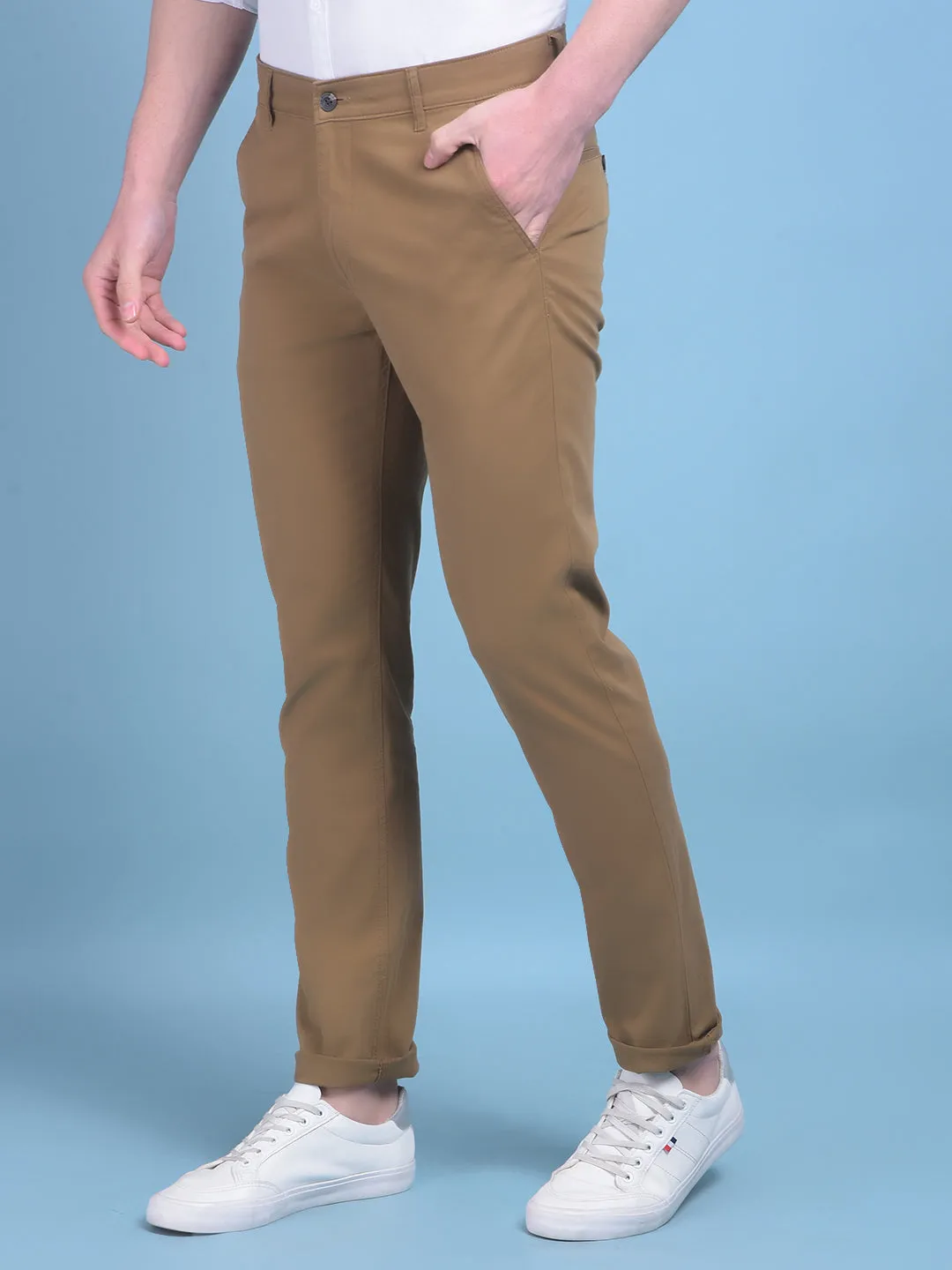 Khaki Stretchable Cotton Trousers