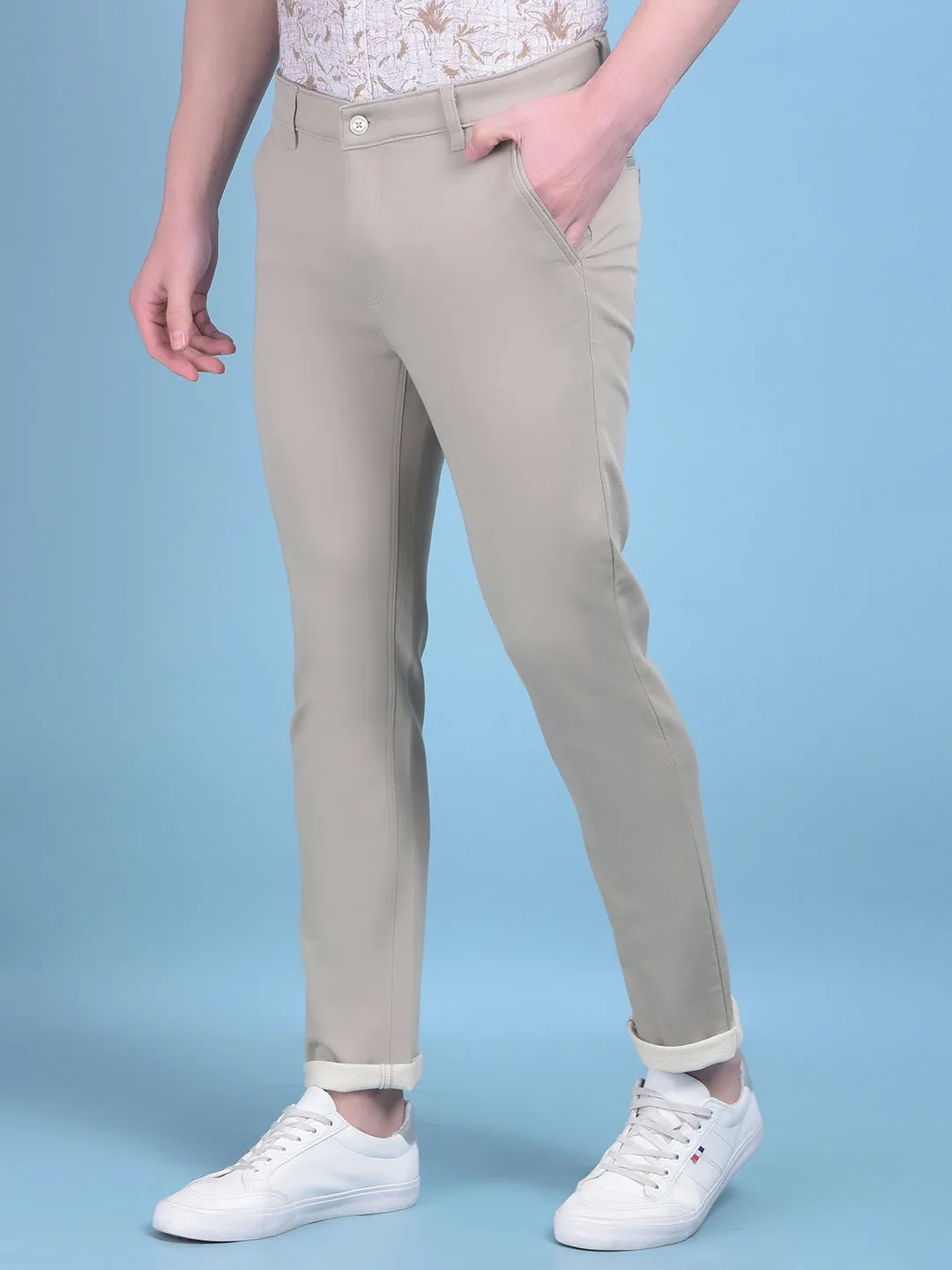 Khaki Stretchable Cotton Trousers