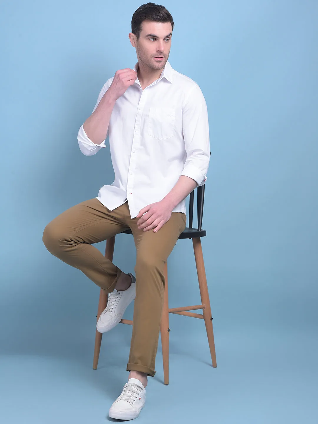 Khaki Stretchable Cotton Trousers