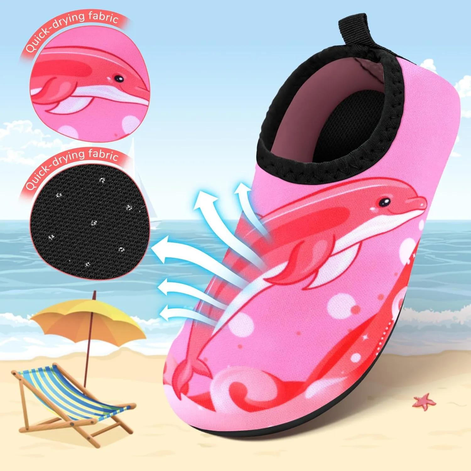 Kids Boys Girls Swim Water Shoes, Toddler Kids Swim Water Shoes Non-Slip Quick Dry Beach Shoes,Barefoot Sports Shoes Aqua Socks for Beach Outdoor Sports