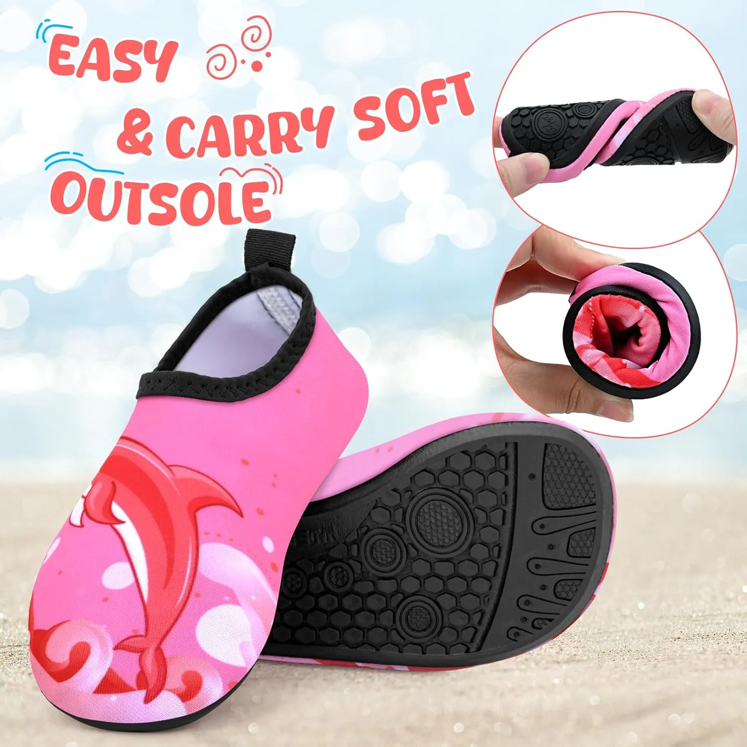 Kids Boys Girls Swim Water Shoes, Toddler Kids Swim Water Shoes Non-Slip Quick Dry Beach Shoes,Barefoot Sports Shoes Aqua Socks for Beach Outdoor Sports