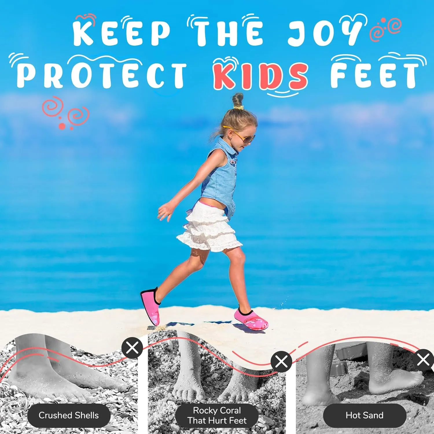 Kids Boys Girls Swim Water Shoes, Toddler Kids Swim Water Shoes Non-Slip Quick Dry Beach Shoes,Barefoot Sports Shoes Aqua Socks for Beach Outdoor Sports