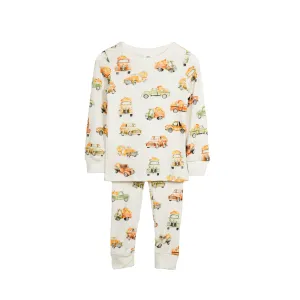 Kids Long John Pajama Set - Pumpkin Trucks