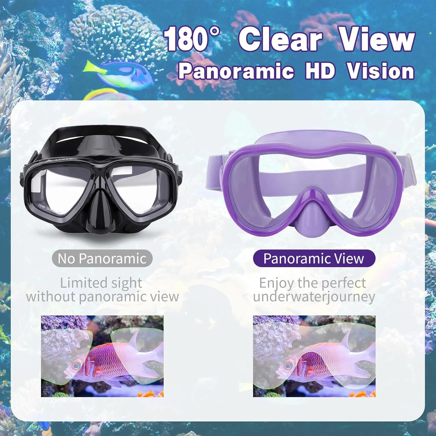 Kids Swim Goggles, Anti-Leak Snork Mask with Nose Cover & Elastic Fabric Strap, UV Protection Swimming Goggles for Kids Boys Girls