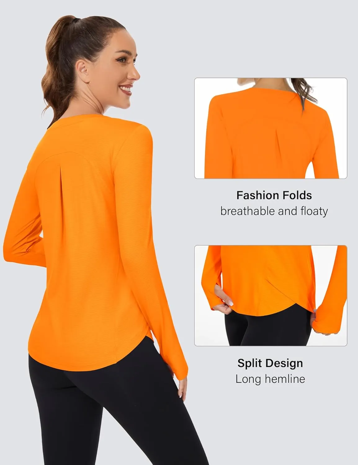 KTILG Women's Long Sleeve UPF 50  Sun Protection T-Shirts Boat Neck Lightweight Quick Dry Hiking Outdoor Top with Thumb Hole