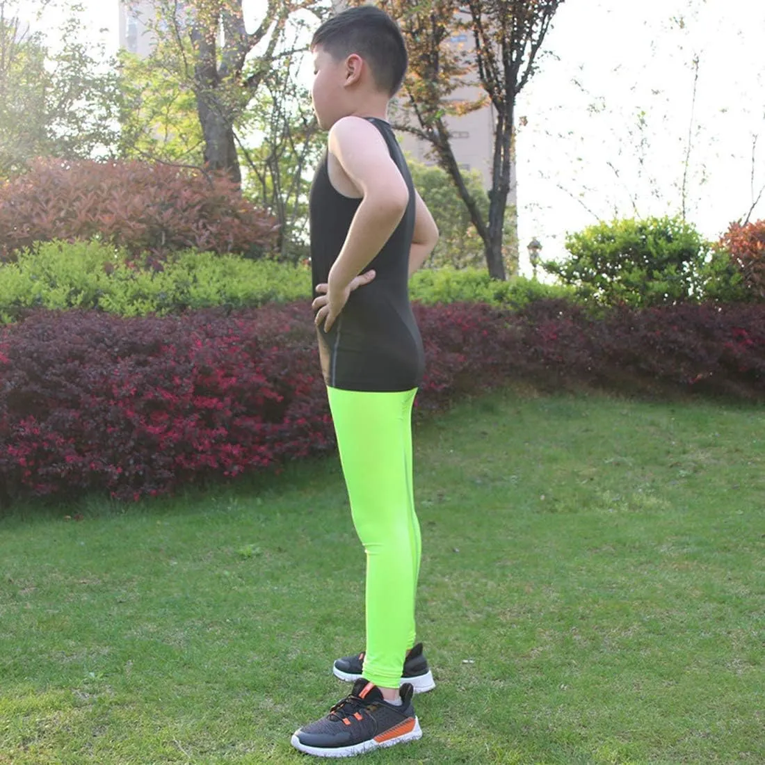 LANBAOSI Boy's 3 Pack Compression Sleeveless Shirt Soccer Training Kids Tank Top Undershirts