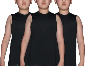 LANBAOSI Boy's 3 Pack Compression Sleeveless Shirt Soccer Training Kids Tank Top Undershirts