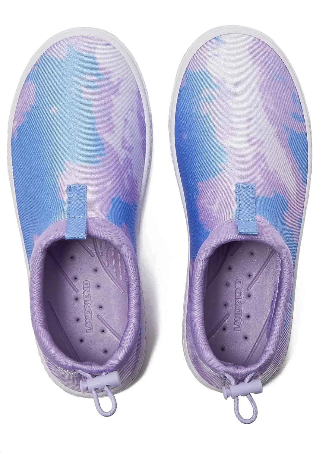 Lands' End Kids Water Shoes, Boys and Girls Water Shoes for Kids, Quick Dry Slip On Aqua Swim Shoes for Kids Pool or Beach, Purple Tie Dye or Navy Blue, Size 1 Little Kid to 7 Big Kid Youth