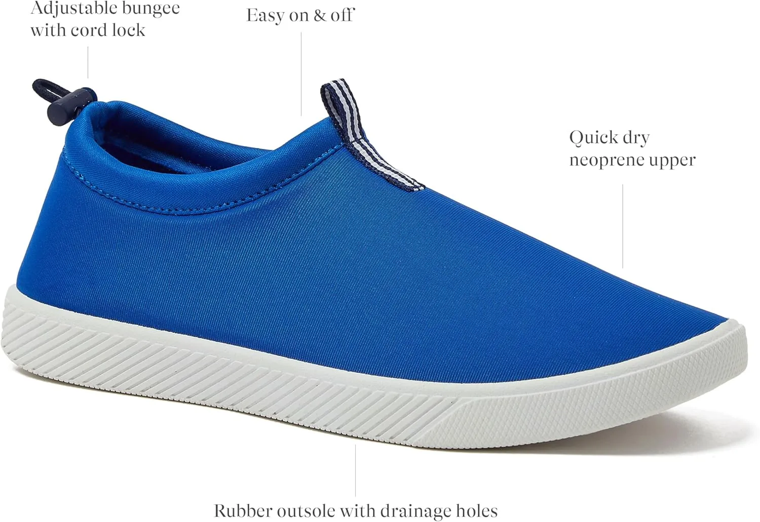 Lands' End Slip On Water Shoes for Women, Quick Dry Neoprene Sport Womens Water Shoes with Drainage Holes for Beach or Pool, Blue or Black Swim Shoes Women, Adult Size 6-11 Aqua Socks
