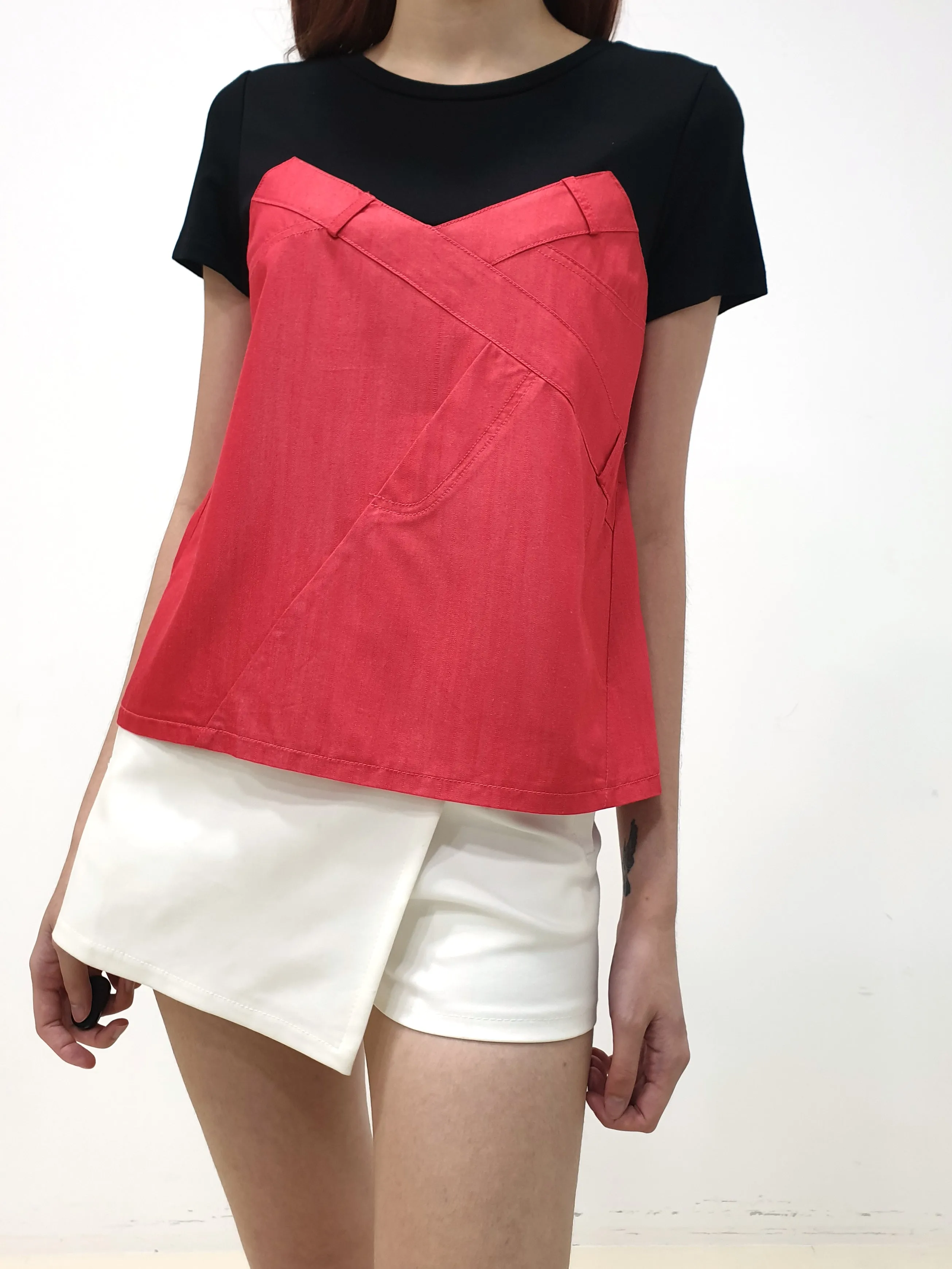 Layered Design Top - Red (Non-returnable)