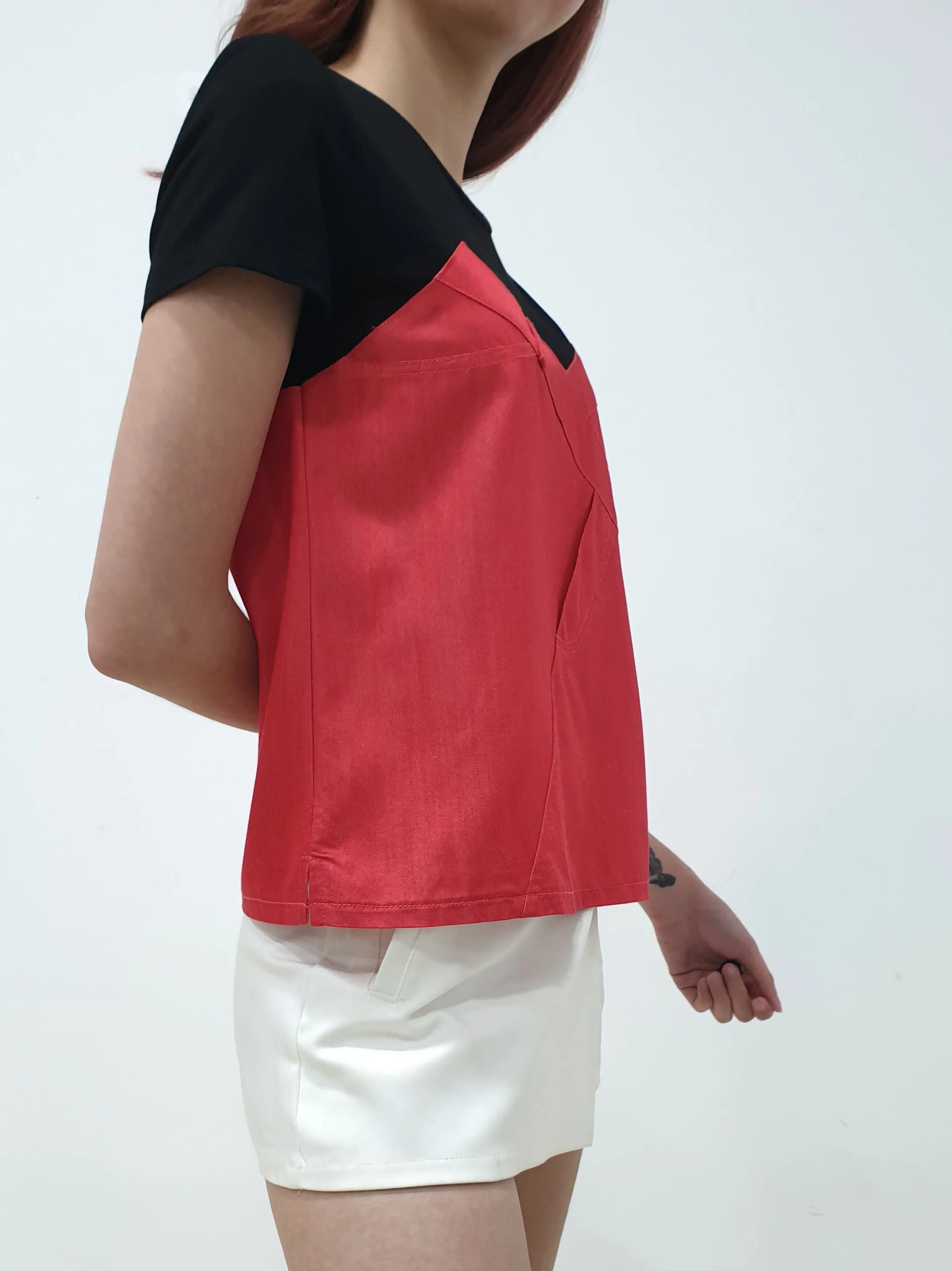 Layered Design Top - Red (Non-returnable)
