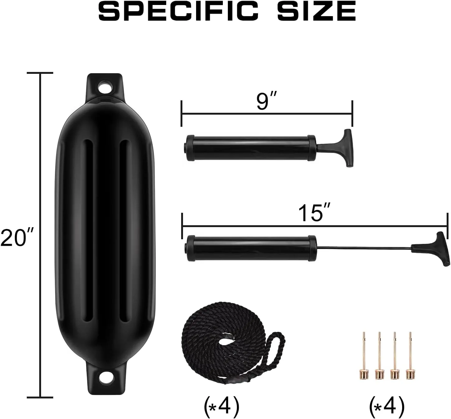 LEAP Boat Fender 2pcs Inflatable Ribbed Boat Fender/Bumper Fender Lines,Pump and 4 Needles, Marine-Grade UV-Resistant PVC