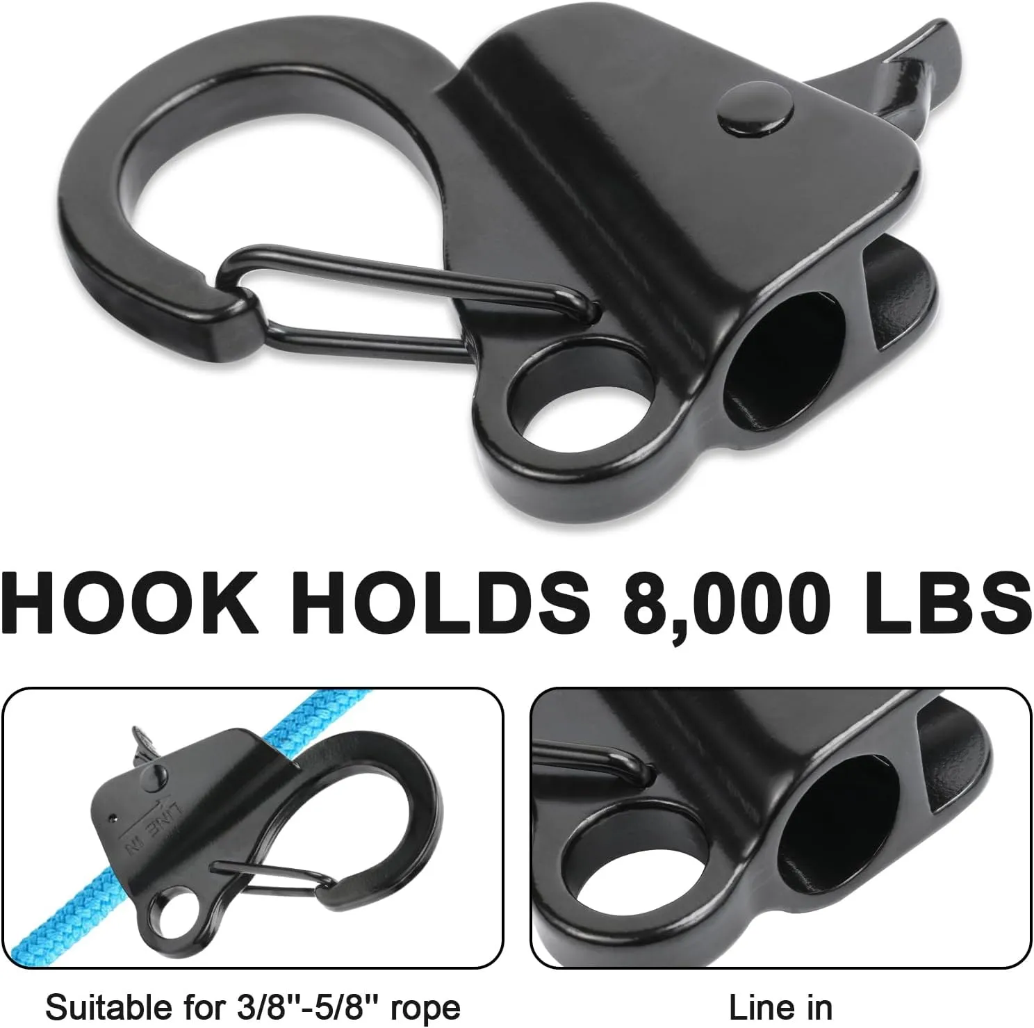 Leero Stainless Steel Anchor Hook, Load Capacity 8,000 lbs Boat Anchor Hook, Boat Anchor Hook Clip for 3/8“ - 5/8” Boat Anchor Rope with Quick Release for Small Boat Pontoons and Kayaks