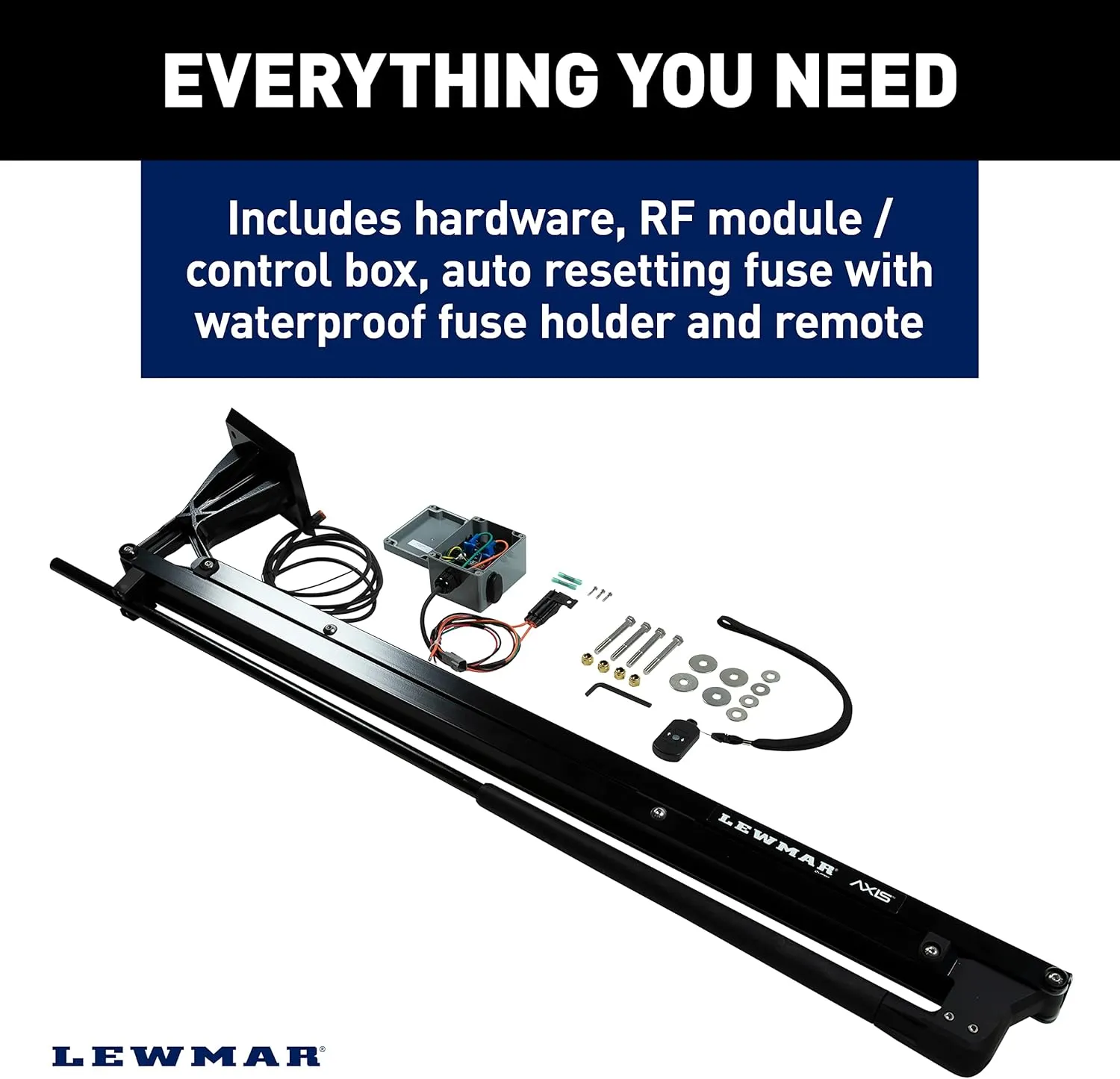 Lewmar Axis Shallow Water Anchor for use in up to 7' of Water, 12V Electrically Powered, Remote Controlled Deployment, Four Bar Articulating Arm, for Powerboats up to 26', Black - 22108805