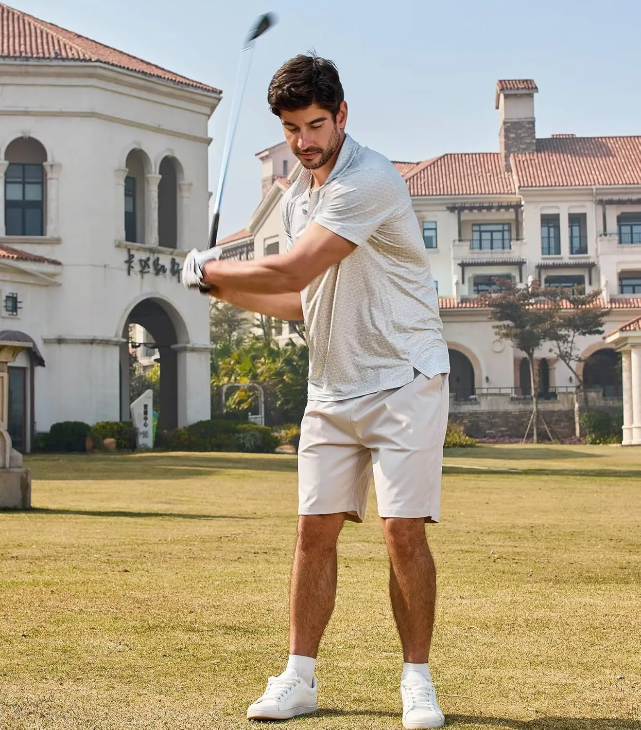 Lexiart Mens Golf Shirt Short Sleeve Dry Fit Print Moisture Wicking Performance Patterns Collared Polo Shirt with Pocket