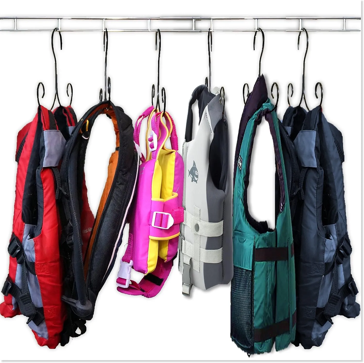 Life Jacket Hanger, Storage- Life Preserver, Life Vest Hanger & Storage, Life Jacket Dryer, Drying Rack, Drying Hangers; Boating Hanger & Storage (Black Set of 10)