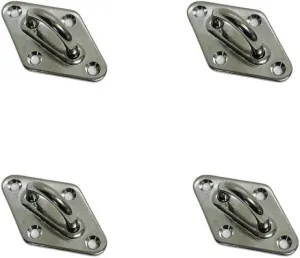 Light Duty Diamond Pad Eye Plate 5/16" 304 Stainless Steel for Hammock Deck 4Pcs