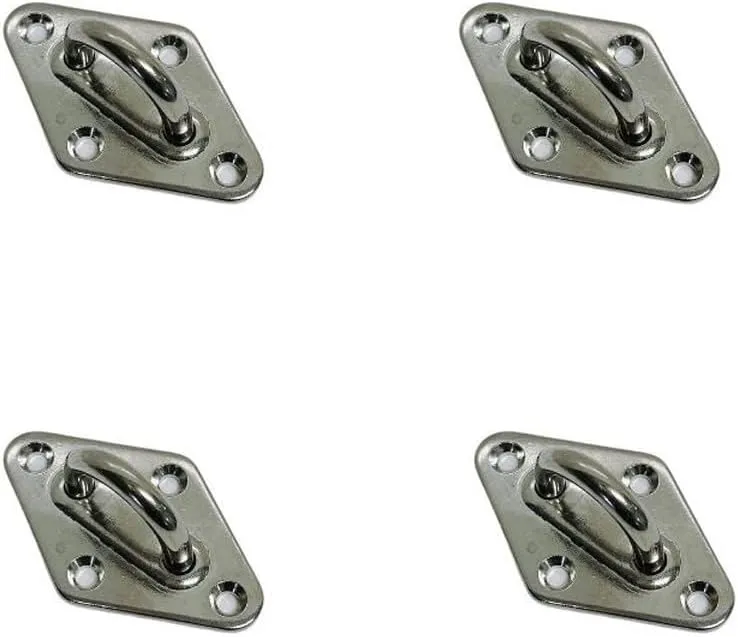 Light Duty Diamond Pad Eye Plate 5/16" 304 Stainless Steel for Hammock Deck 4Pcs