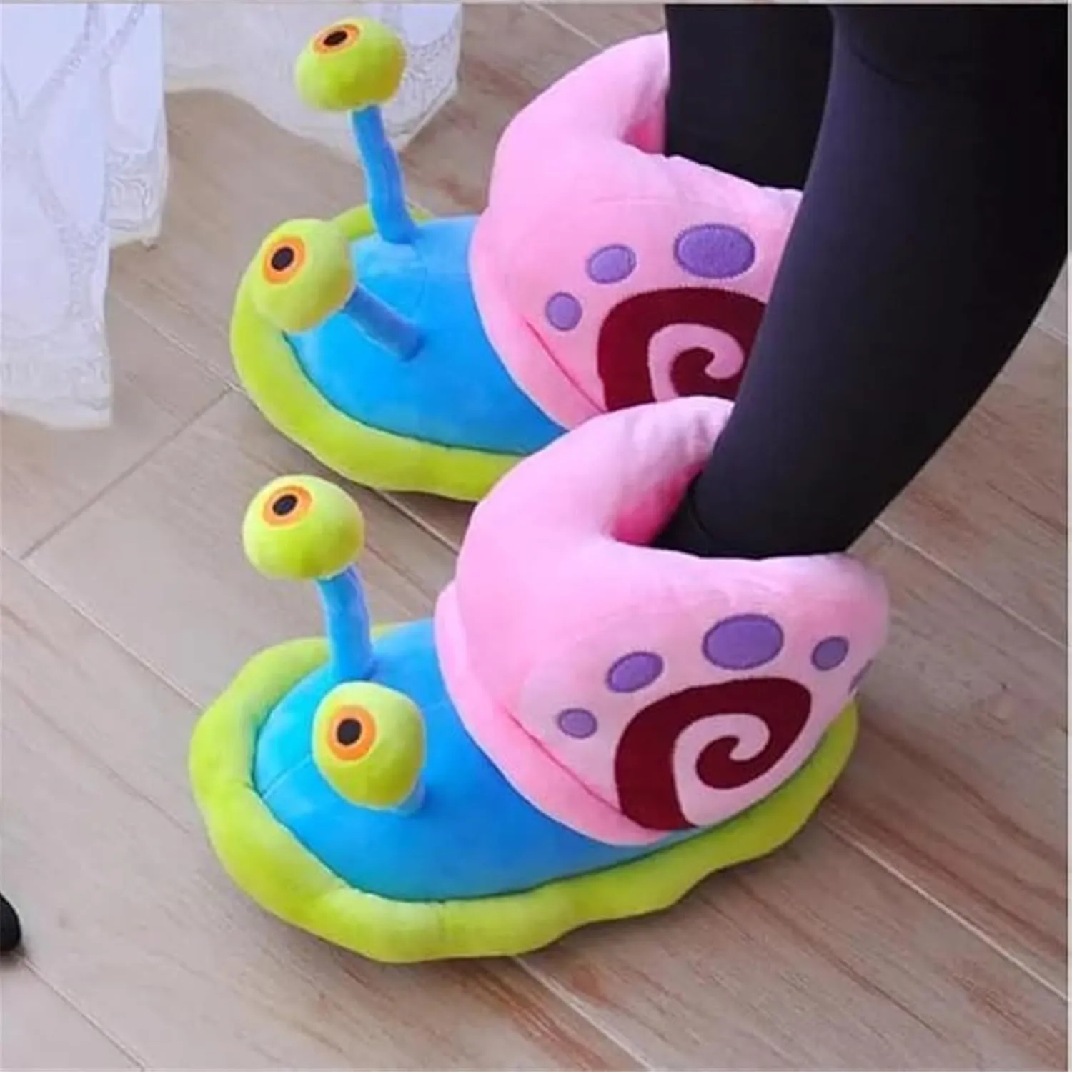 LIZIFIMO Girl's Winter Cute Gary Snail Slippers Women Lovely Cartoon Snail Slippers Female Couples Warm Home Cotton Slippers Flat Flip Flops Plush Shoes