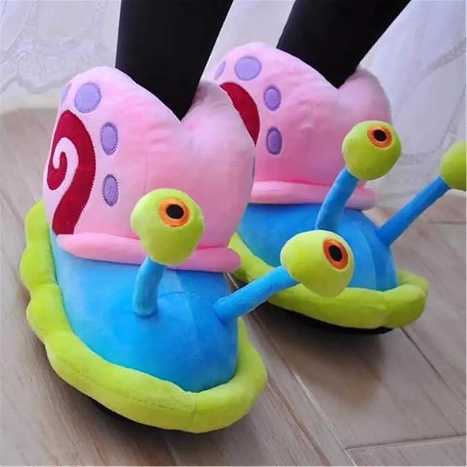 LIZIFIMO Girl's Winter Cute Gary Snail Slippers Women Lovely Cartoon Snail Slippers Female Couples Warm Home Cotton Slippers Flat Flip Flops Plush Shoes