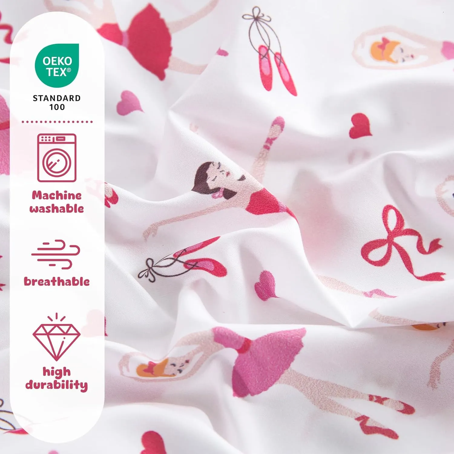 LONAVA Full Sheet Set Kids - Ballet 4 Pieces Soft Cute Microfiber Bed Sheet for Boy Girls Teens, Oeko Texted Breathable Cooling Fabric & Deep Pocket Full Elastic Sheets
