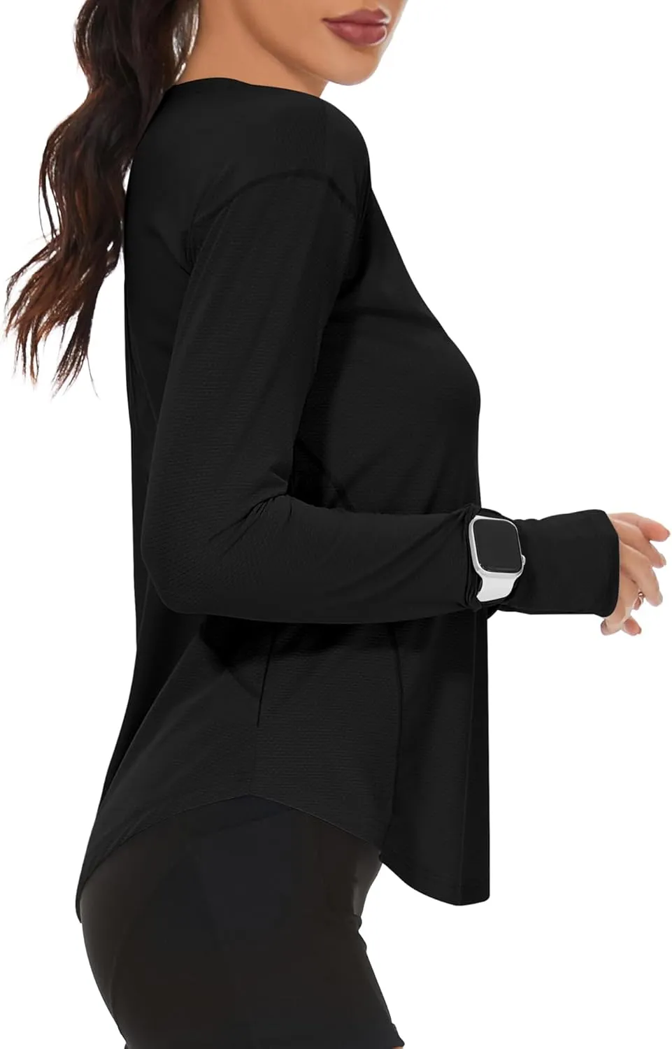Loovoo Women's Long Sleeve Running Shirts Workout Tops UPF 50  Sun Shirt Quick Dry Athletic T-Shirts with Watching Window