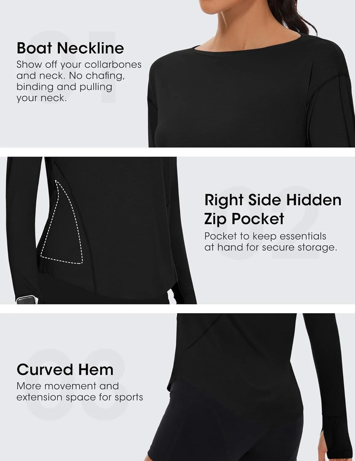 Loovoo Women's Long Sleeve Running Shirts Workout Tops UPF 50  Sun Shirt Quick Dry Athletic T-Shirts with Watching Window