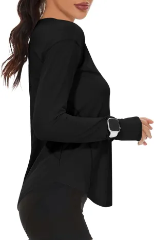Loovoo Women's Long Sleeve Running Shirts Workout Tops UPF 50  Sun Shirt Quick Dry Athletic T-Shirts with Watching Window