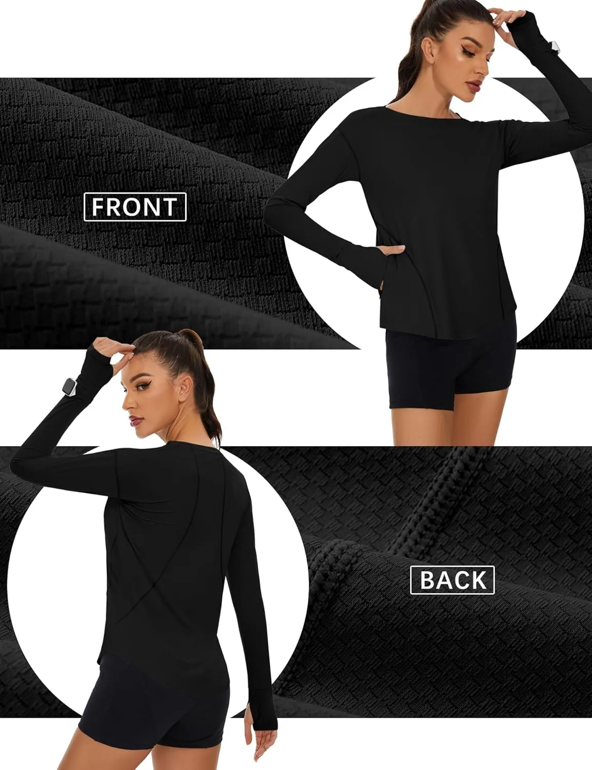Loovoo Women's Long Sleeve Running Shirts Workout Tops UPF 50  Sun Shirt Quick Dry Athletic T-Shirts with Watching Window