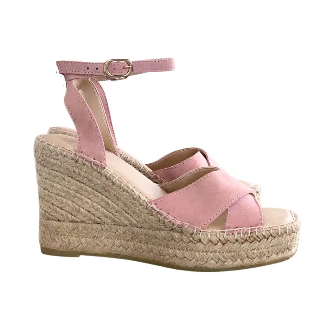 Lucia Espadrille Wedge in Rose