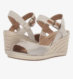 Lucky Brand Women's Mindra Espadrille Wedge Sandal - Size 7 Metallic Linen
