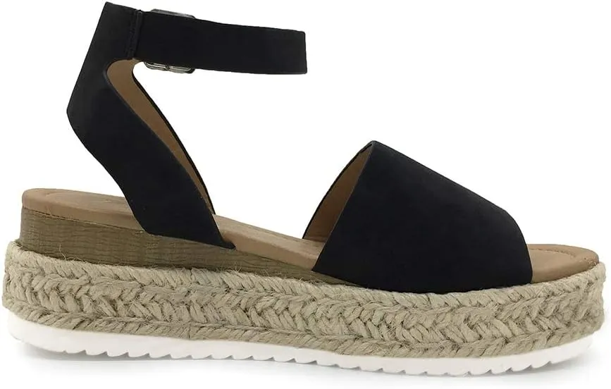 Luffymomo Women's Platform Ankle Strap Sandals Open Toe Studded Wedge Summer Sandals