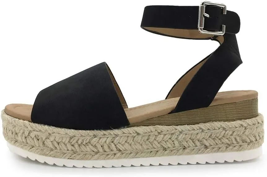 Luffymomo Women's Platform Ankle Strap Sandals Open Toe Studded Wedge Summer Sandals