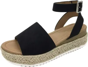 Luffymomo Women's Platform Ankle Strap Sandals Open Toe Studded Wedge Summer Sandals