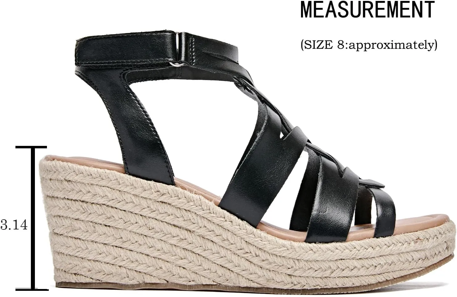 Luoika Women's Wide Width Wedge Sandals, Espadrille Wedge Pump Heel Platform Ankle Strap Open Toe Women's Sandal Concise Casual Summer Shoes.